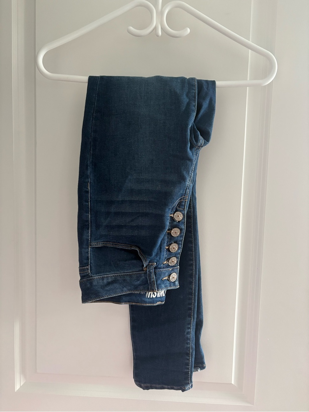 Rewash Dark Blue Skinny Jeans with Button-Ankle Detail
